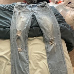distressed blue jeans